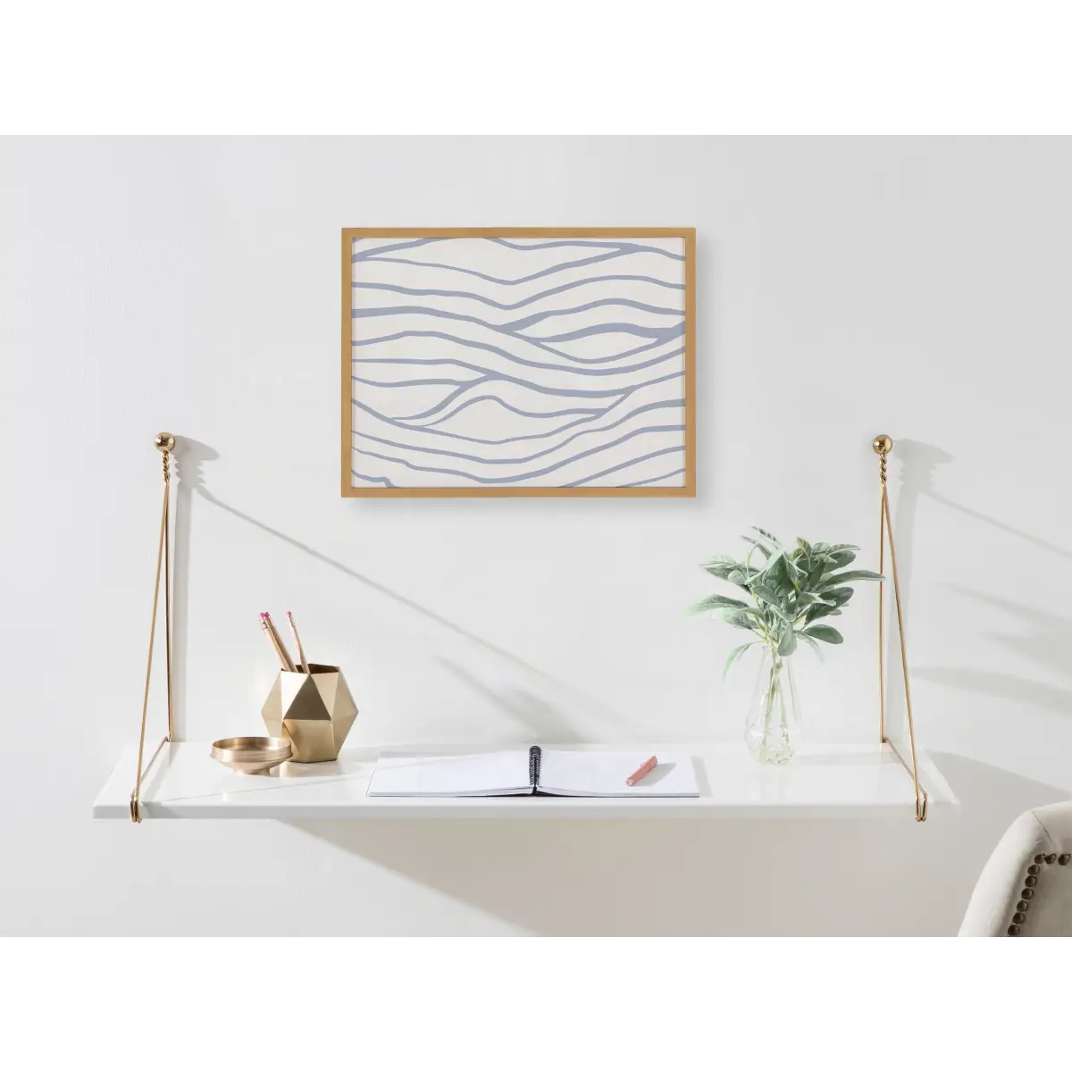 Gallery Simple Elegant Coastal Waves Print - kateandlaurel