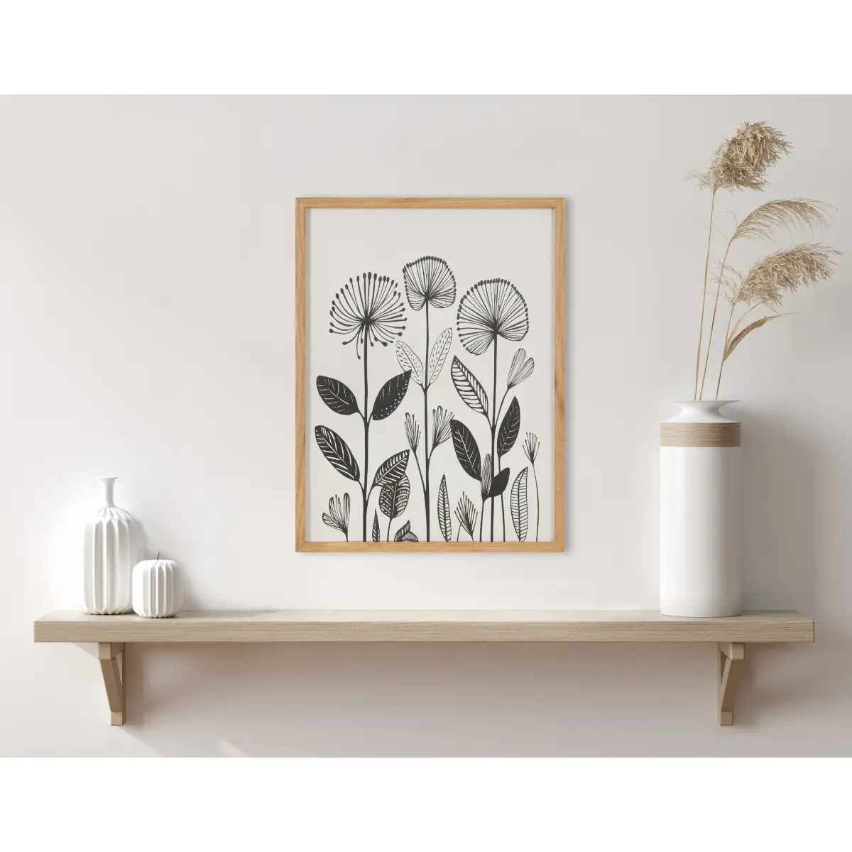 Gallery Simple Modern Linocut Botanicals Print - kateandlaurel