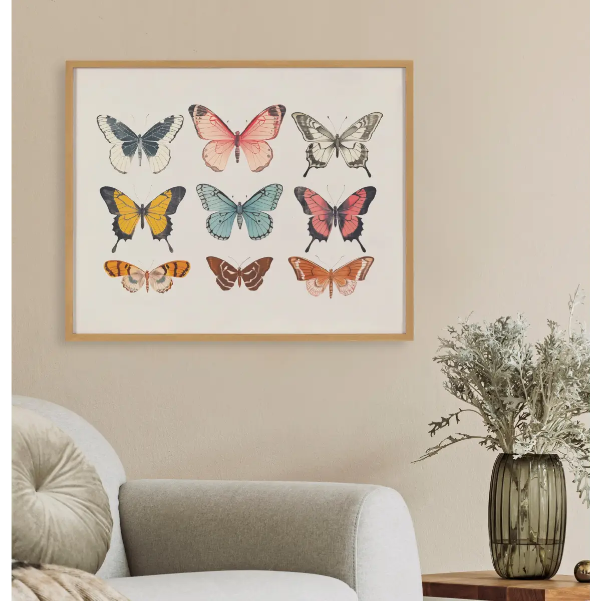 Gallery Vintage Style Muted Pastel Butterflies II Print - kateandlaurel