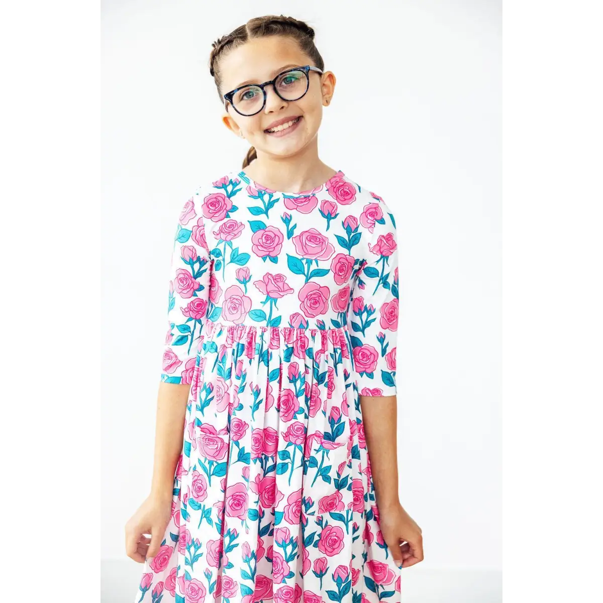 Garden Glow 3/4 Sleeve Pocket Twirl Dress - Mila & Rose ®