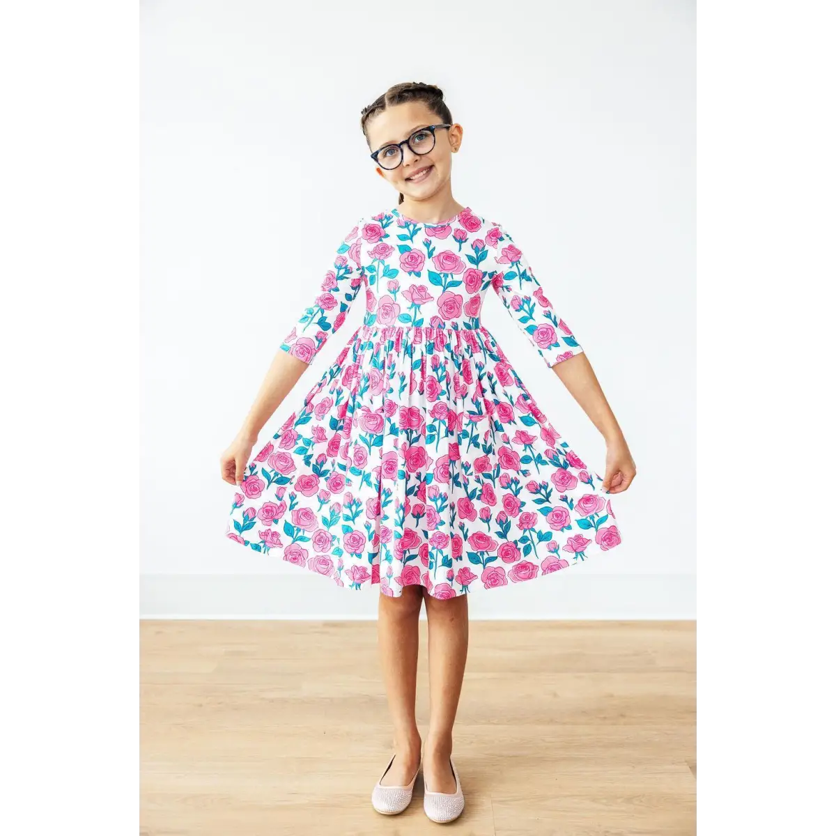 Garden Glow 3/4 Sleeve Pocket Twirl Dress - Mila & Rose ®