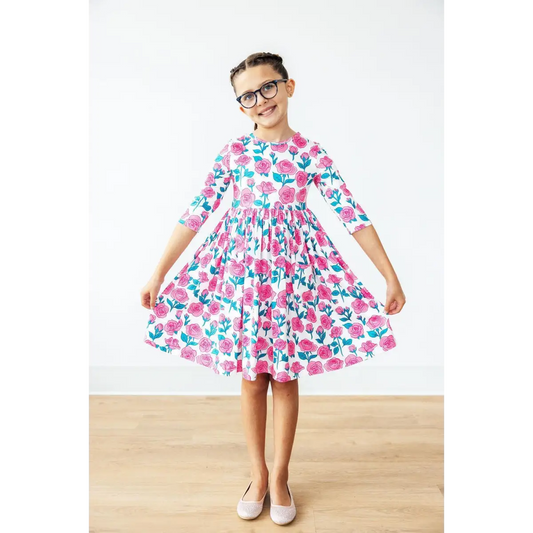 Garden Glow 3/4 Sleeve Pocket Twirl Dress - Mila & Rose ®