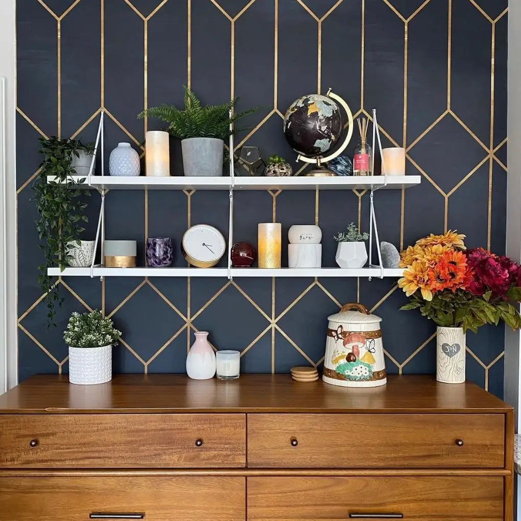 Gatsby Wallpaper - Navy and Gold Geometric Art Deco - Loomwell Home Goods