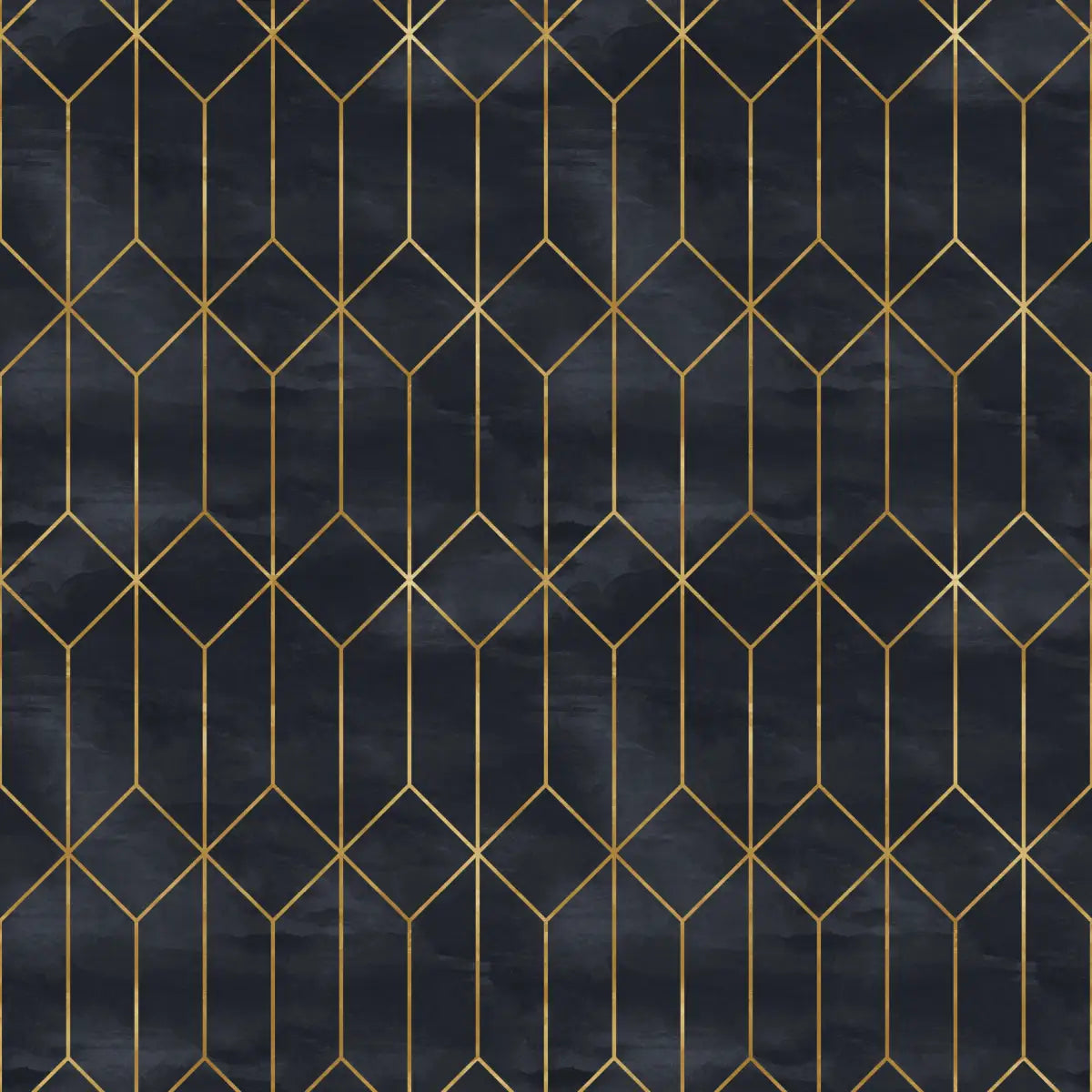 Gatsby Wallpaper - Navy and Gold Geometric Art Deco - Sample 1 foot by 1 foot - Loomwell Home Goods