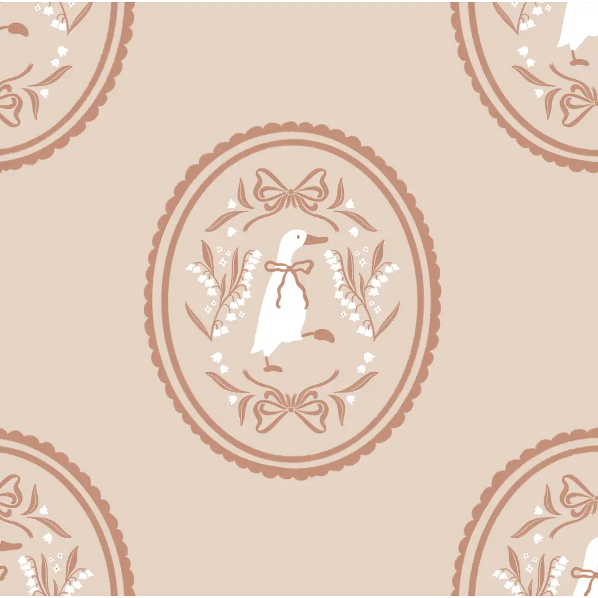 Gemima Wallpaper - Ducks in Frames - by The Beau Studio - Sample 1 foot by 1 foot / Neutral - Loomwell Home Goods