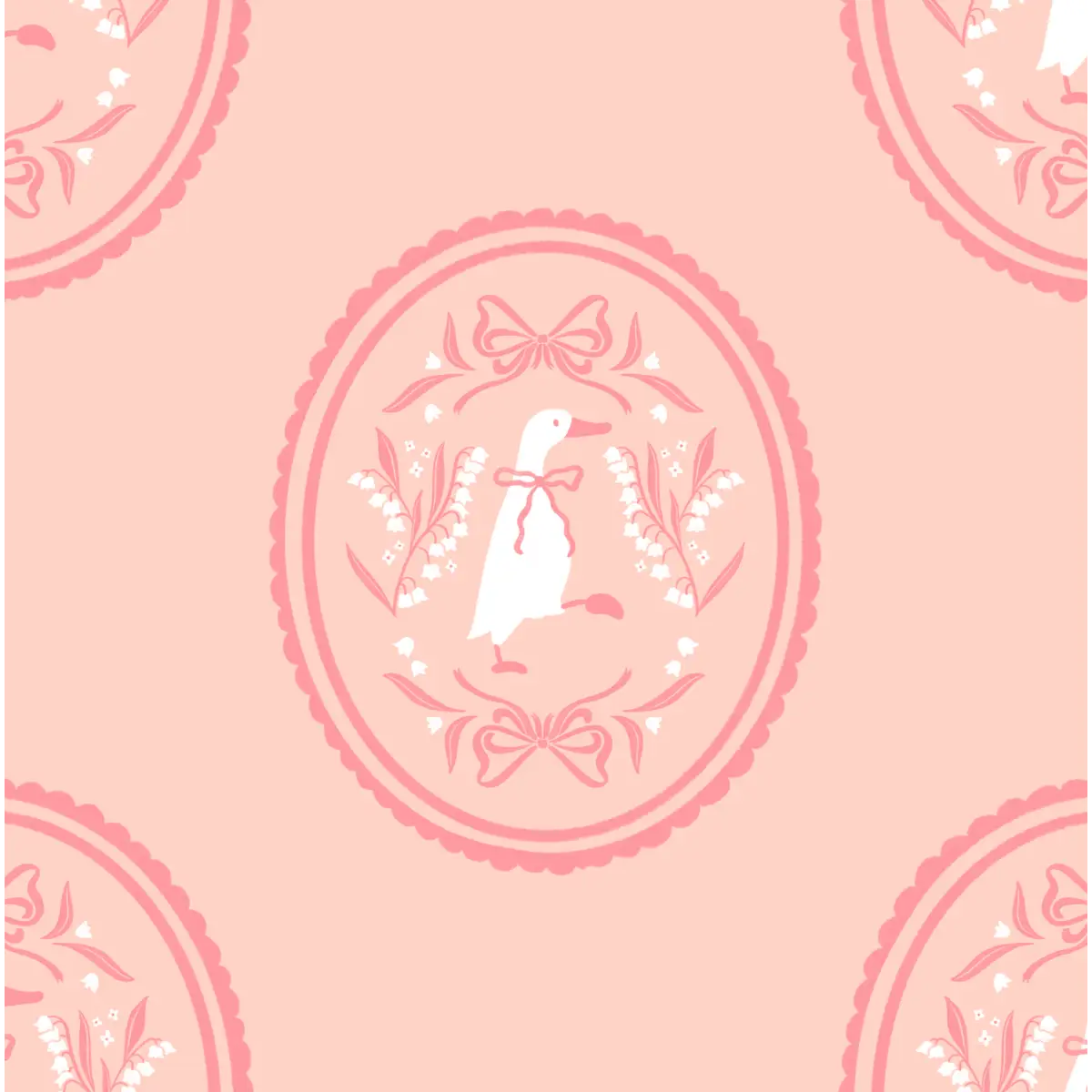 Gemima Wallpaper - Ducks in Frames - by The Beau Studio - Sample 1 foot by 1 foot / Pink - Loomwell Home Goods