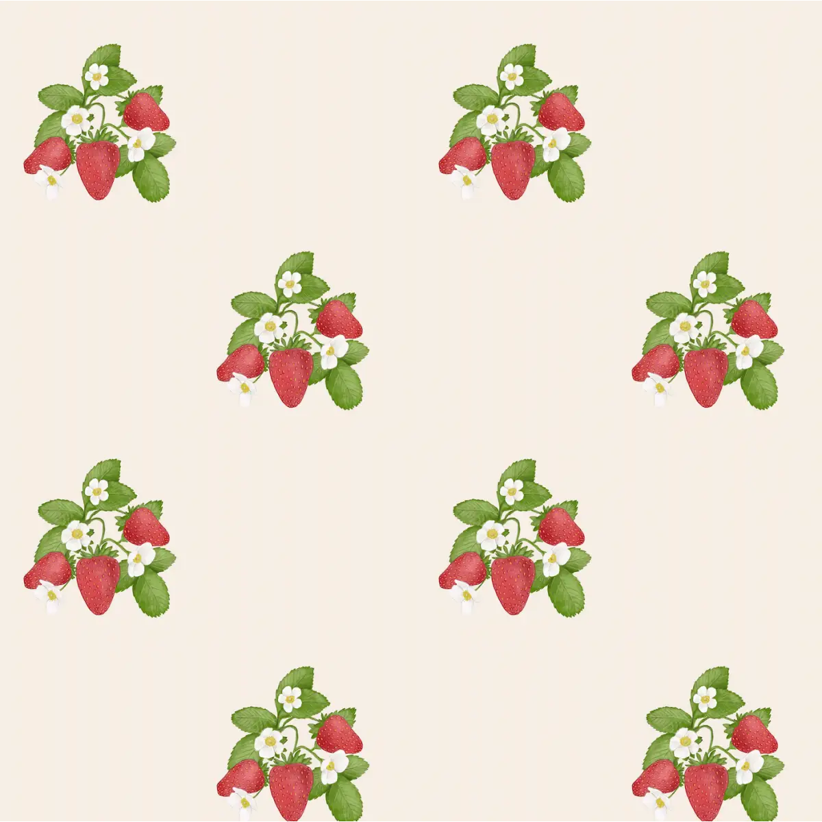 Gemma Wallpaper Vintage Strawberries - by Christy Beasley - Sample 1 foot by 1 foot - Loomwell Home Goods
