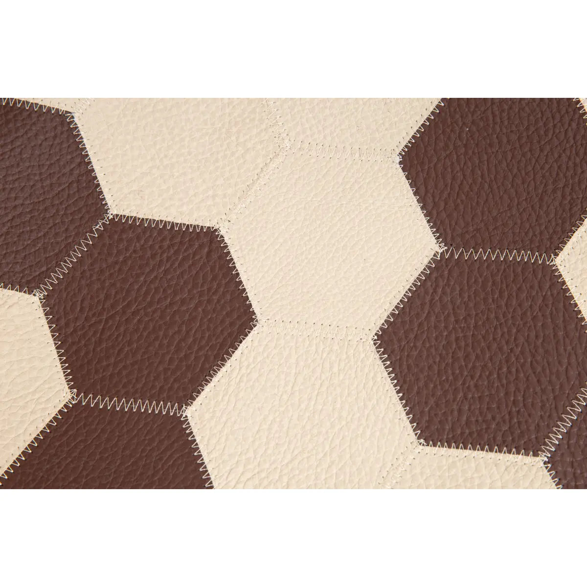 Luxury Leather Pillow - Brown & Beige Patchwork with Down Insert - Canvello