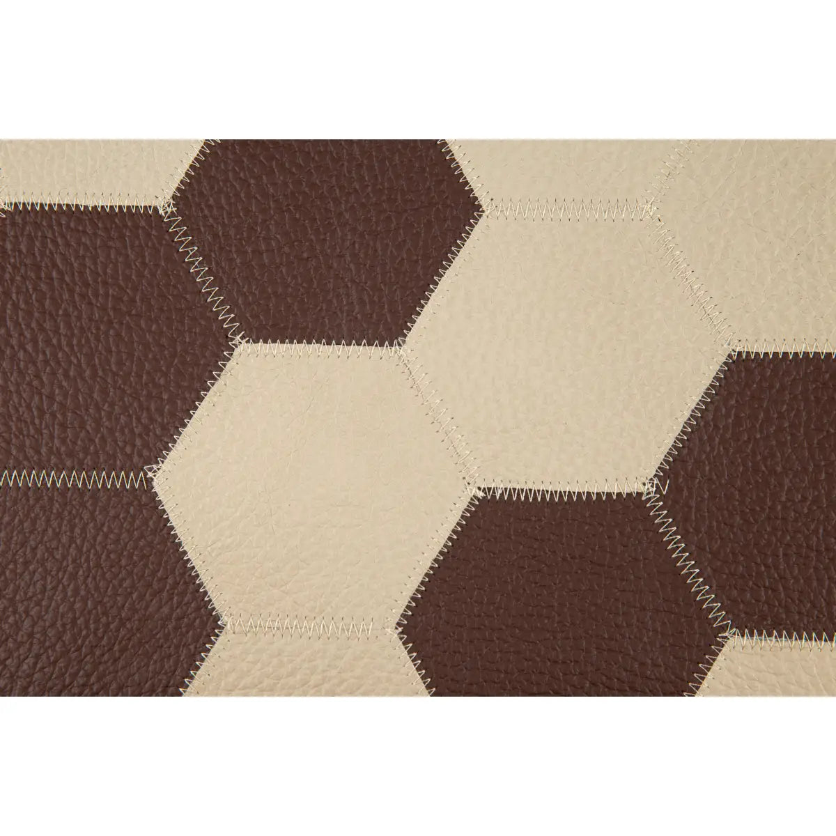 Luxury Leather Pillow - Brown & Beige Patchwork with Down Insert - Canvello