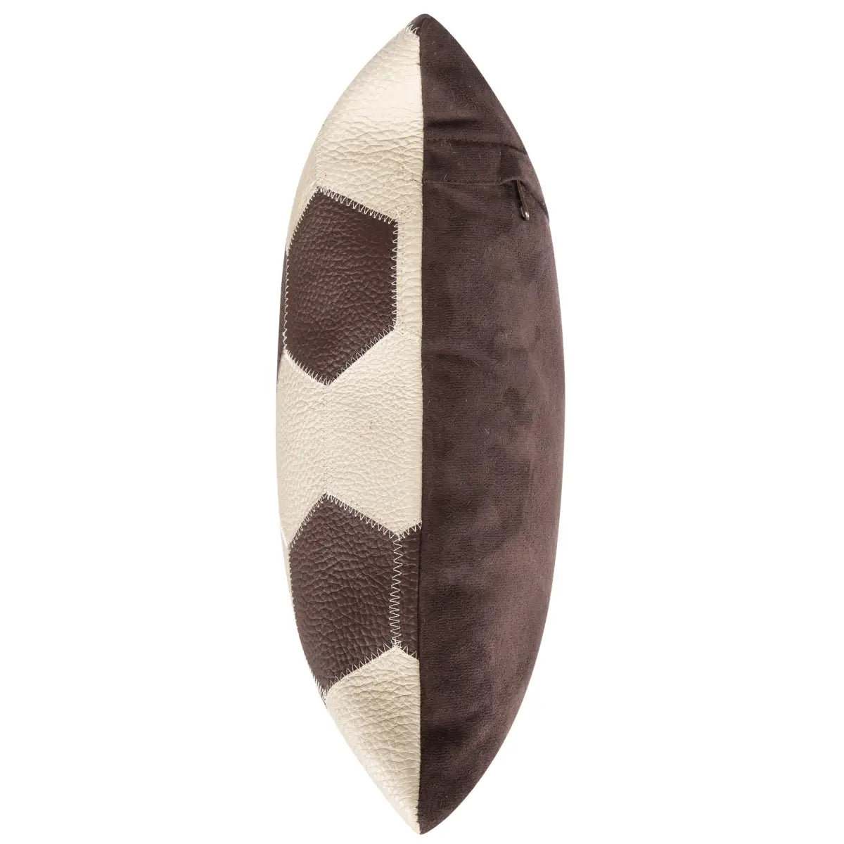 Luxury Leather Pillow - Brown & Beige Patchwork with Down Insert - Canvello