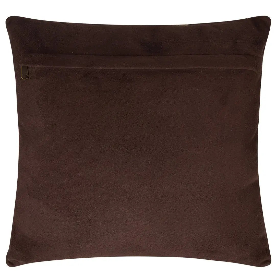 Luxury Leather Pillow - Brown & Beige Patchwork with Down Insert - Canvello