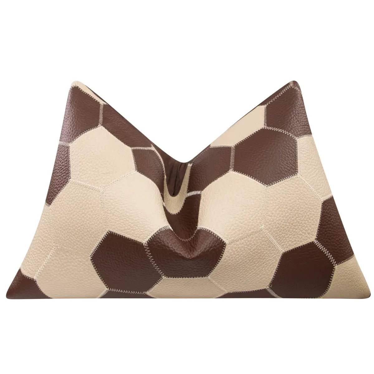 Luxury Leather Pillow - Brown & Beige Patchwork with Down Insert - Canvello