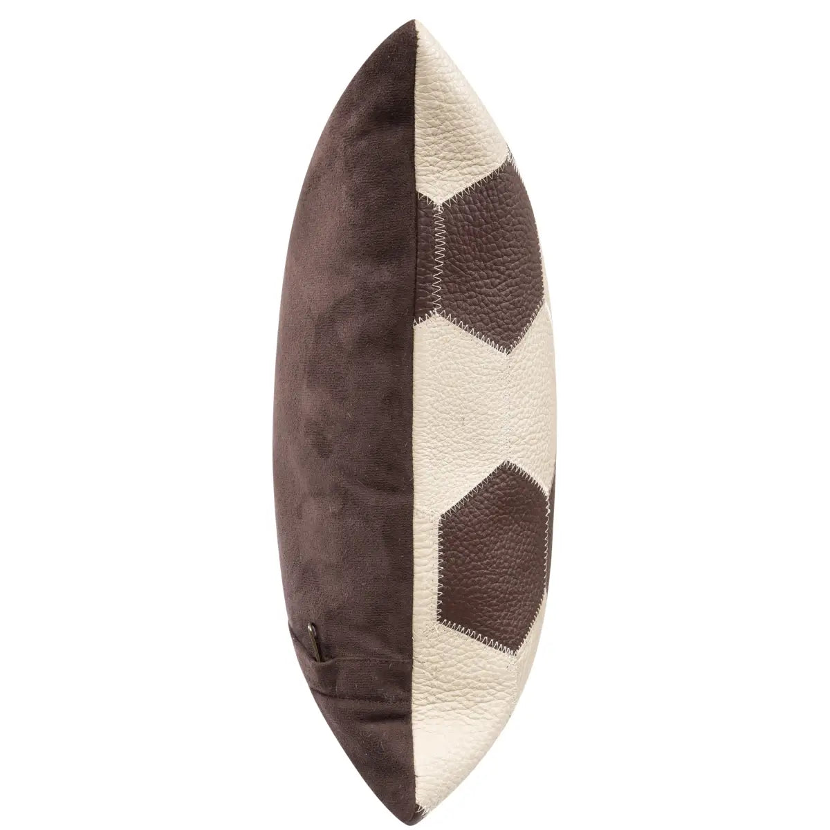 Luxury Leather Pillow - Brown & Beige Patchwork with Down Insert - Canvello