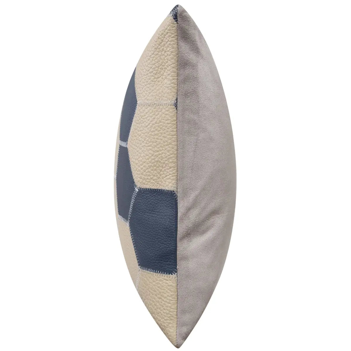 Luxury Leather Pillow - Navy Blue and Cream Hexagonal Patchwork - Canvello