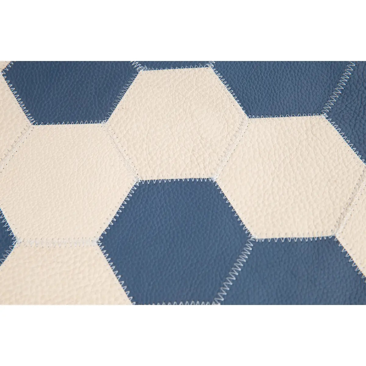 Luxury Leather Pillow - Navy Blue and Cream Hexagonal Patchwork - Canvello