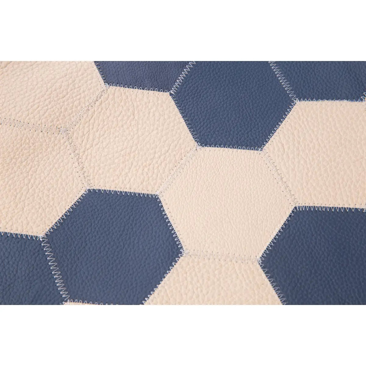 Luxury Leather Pillow - Navy Blue and Cream Hexagonal Patchwork - Canvello
