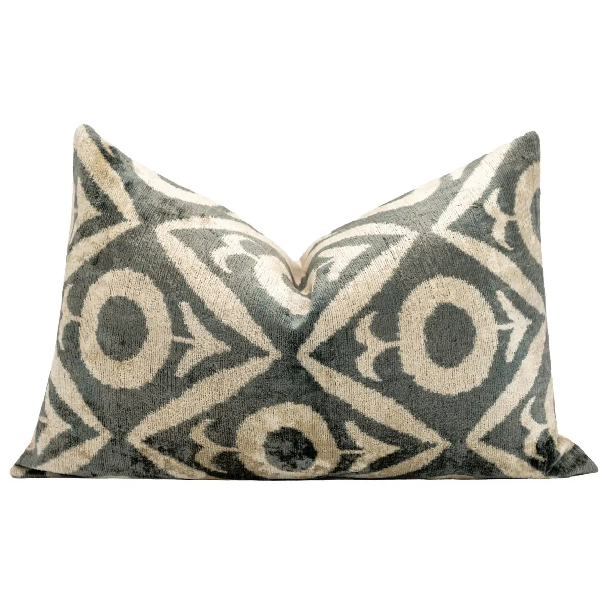 Geometric Gray Beige Throw Pillow 16x24 - Traditional Contemporary Cushion - Elegant Home Décor with Down Feather