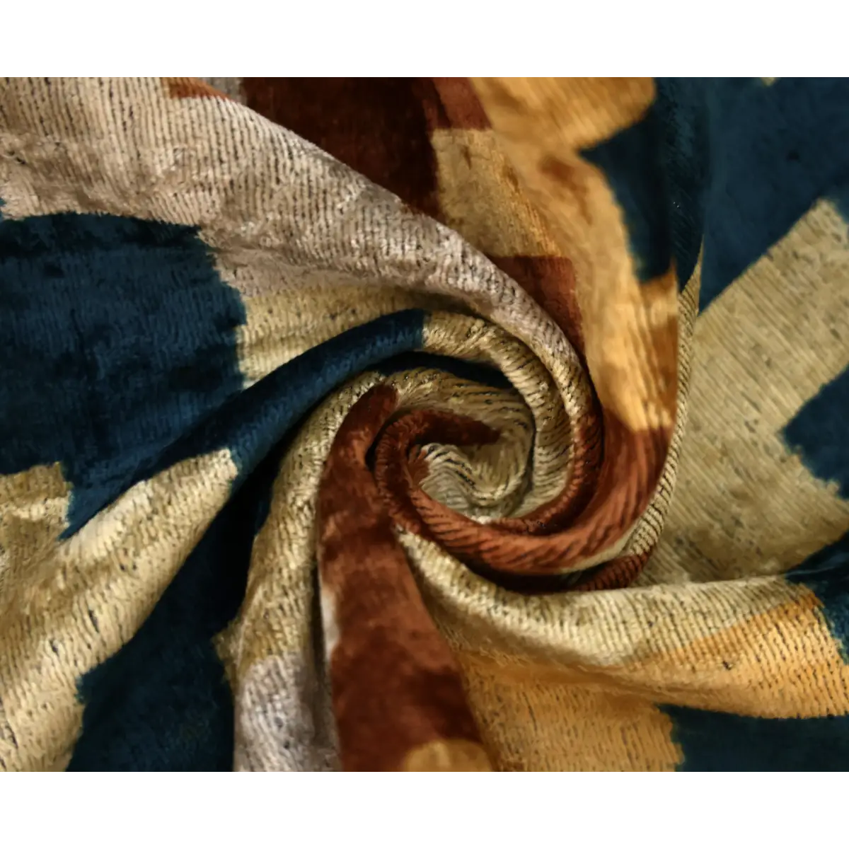 Geometric Rust and Teal Silk Velvet Pillow 16x24 Handmade Luxury Lumbar Cushion - Canvello
