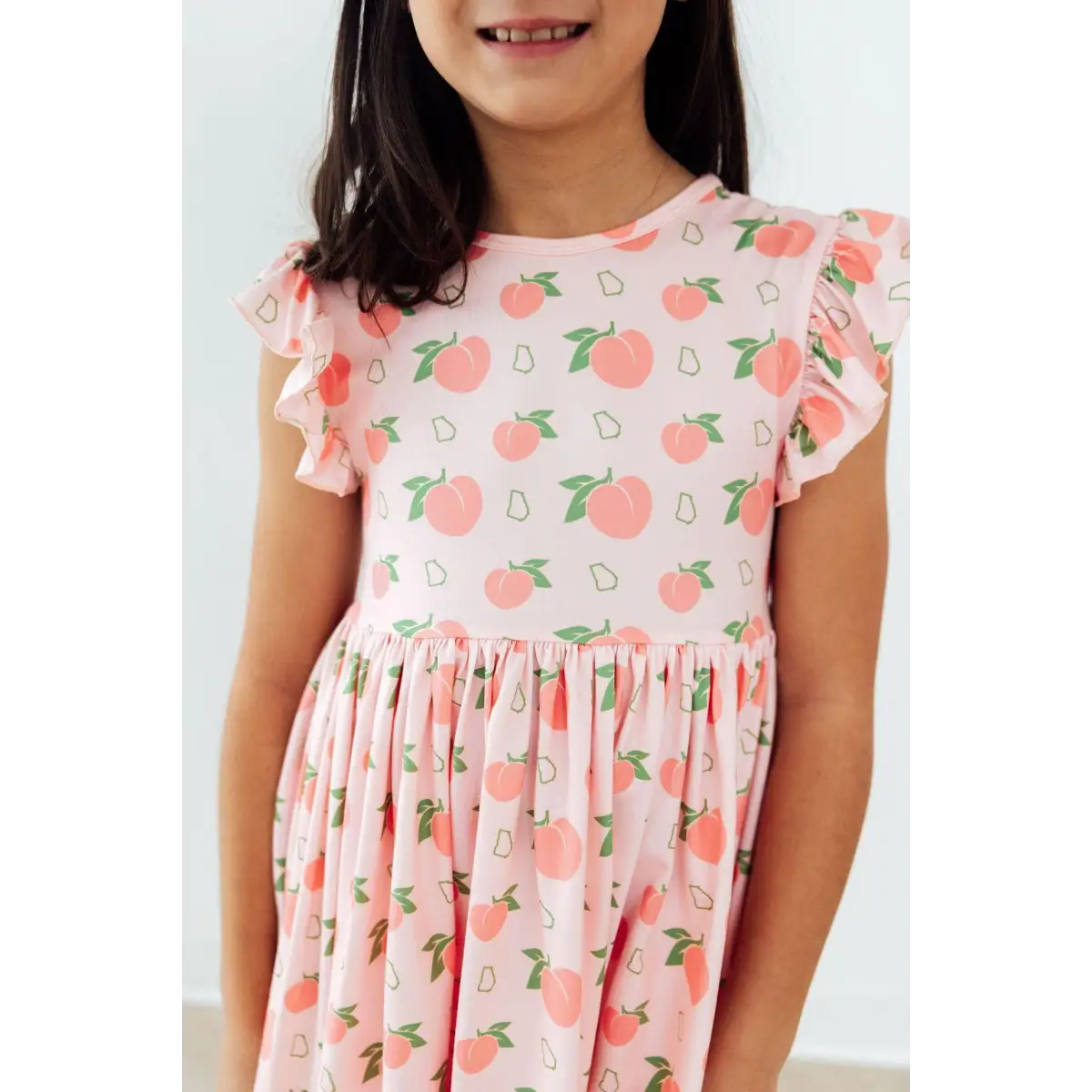 Flutter Sleeve Twirl Dress - Georgia Peach - 6-12M - Mila & Rose ®