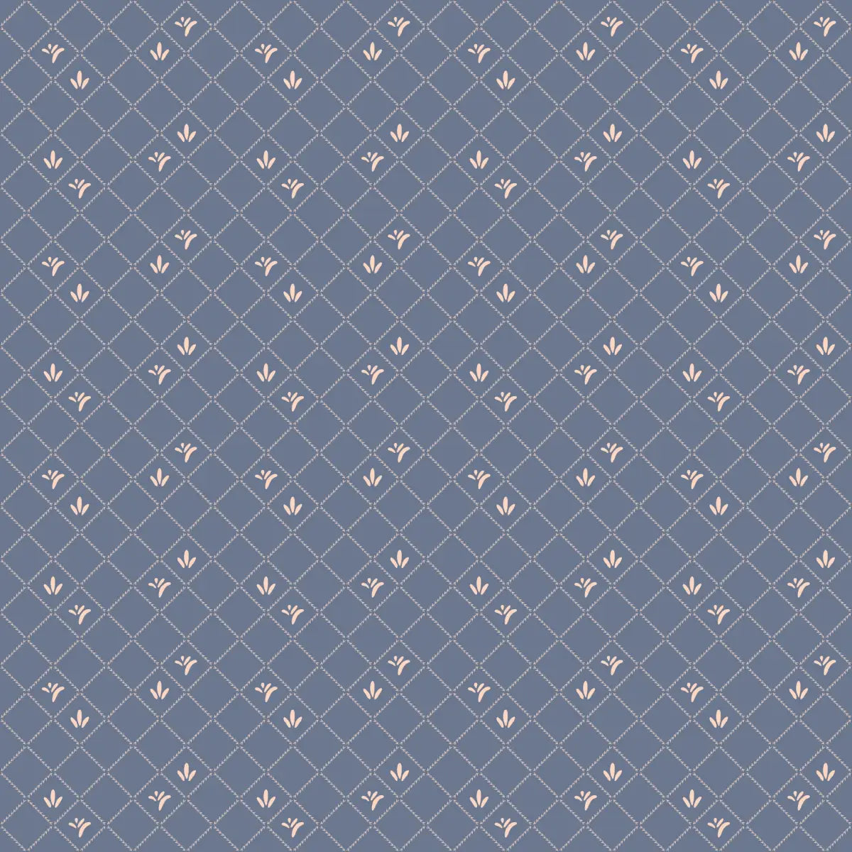 Georgie Wallpaper - Petite Floral Diamonds - by The Rosenborg Company - Sample 1 foot by 1 foot / Blue - Loomwell Home