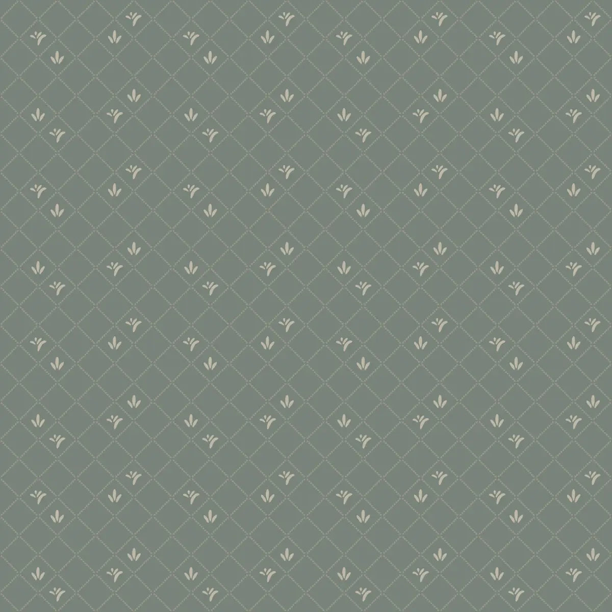 Georgie Wallpaper - Petite Floral Diamonds - by The Rosenborg Company - Sample 1 foot by 1 foot / Olive - Loomwell Home