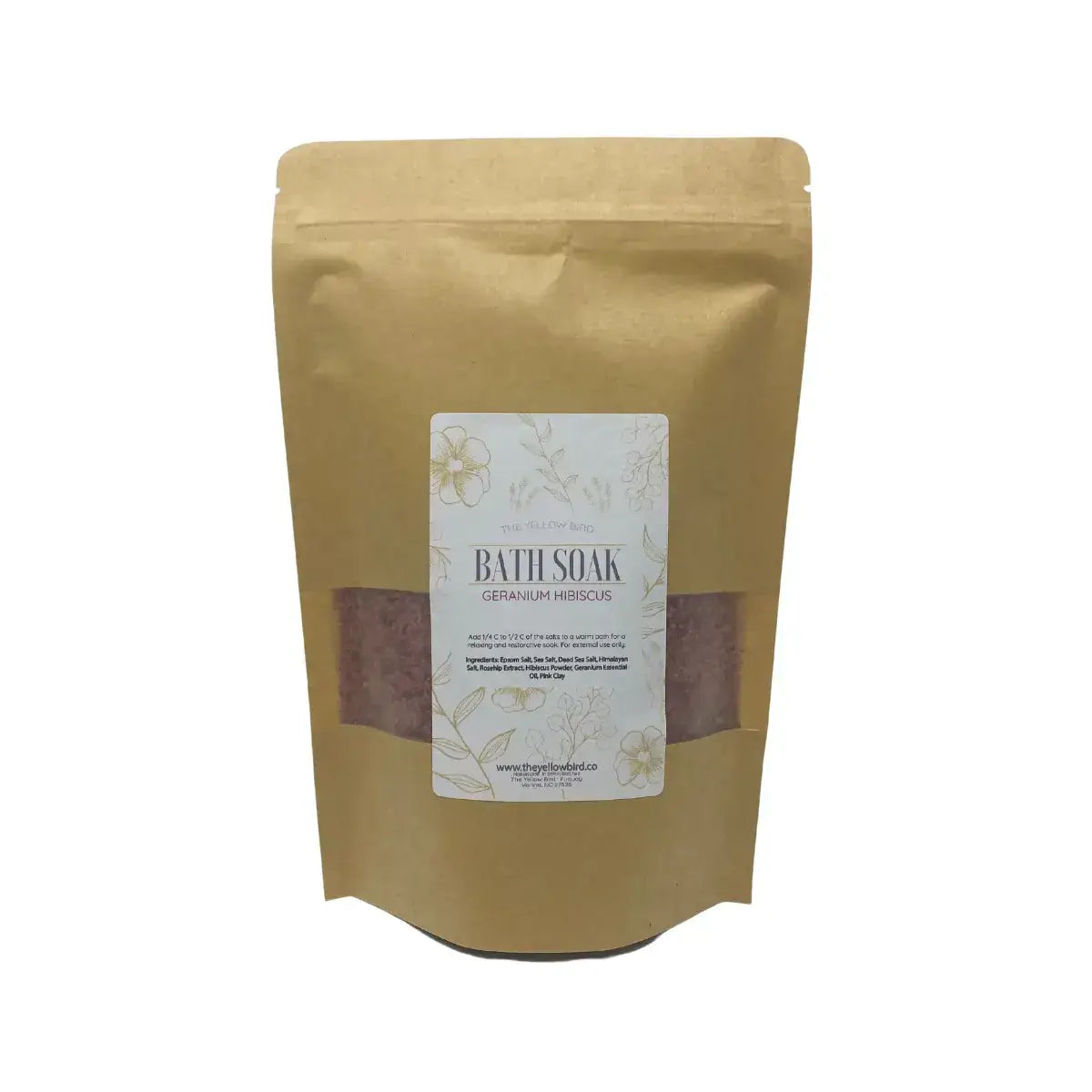 Bath Soak - Geranium Hibiscus - All-Natural Salt + Essential Oils - The Yellow Bird