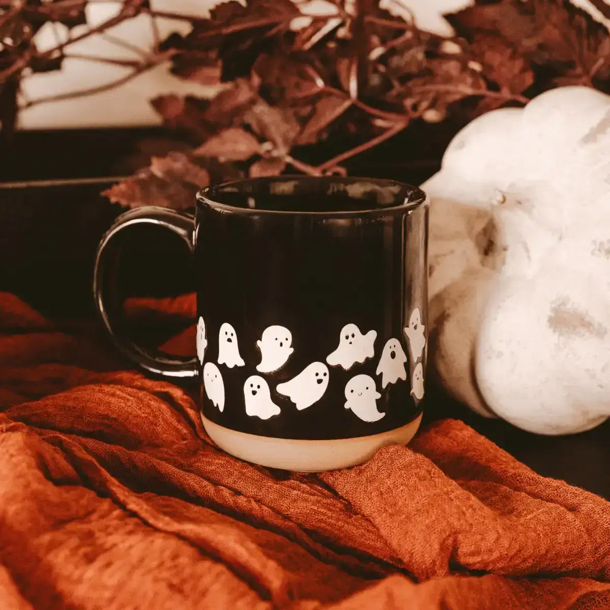 Ghosts 14oz. Black Stoneware Coffee Mug - Sweet Water Decor