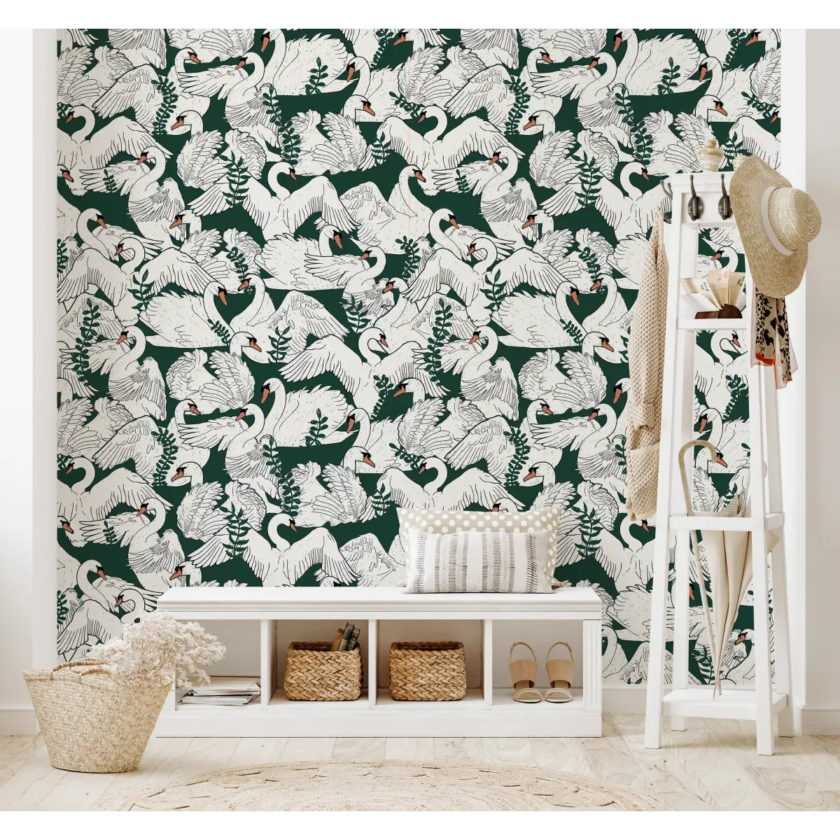 Gia Wallpaper - Swans - by Brittany Polatis Design - Loomwell Home Goods