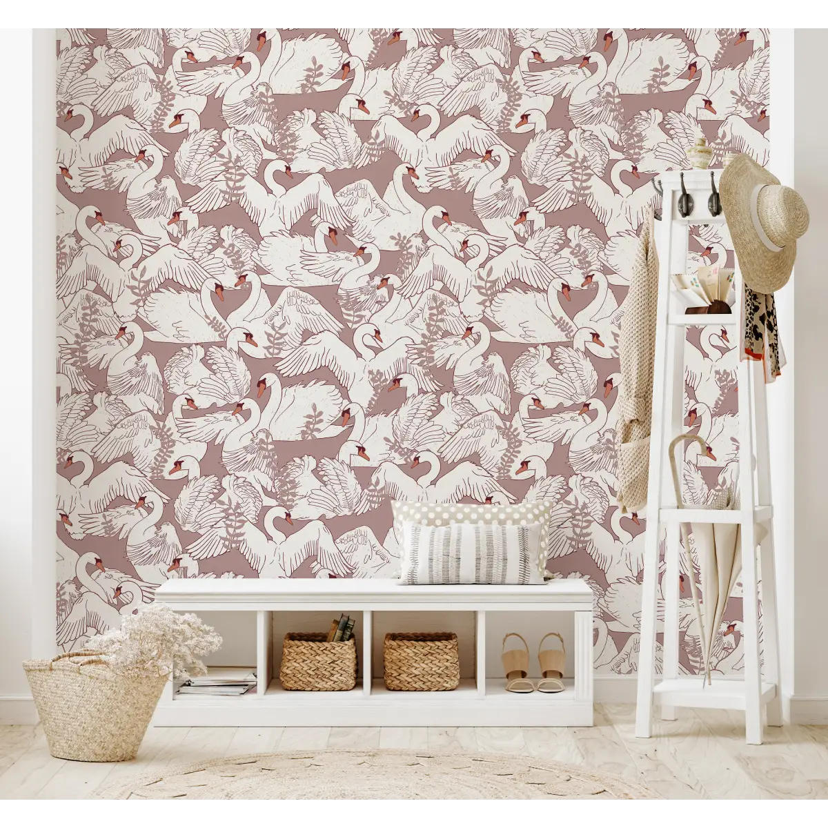 Gia Wallpaper - Swans - by Brittany Polatis Design - Loomwell Home Goods