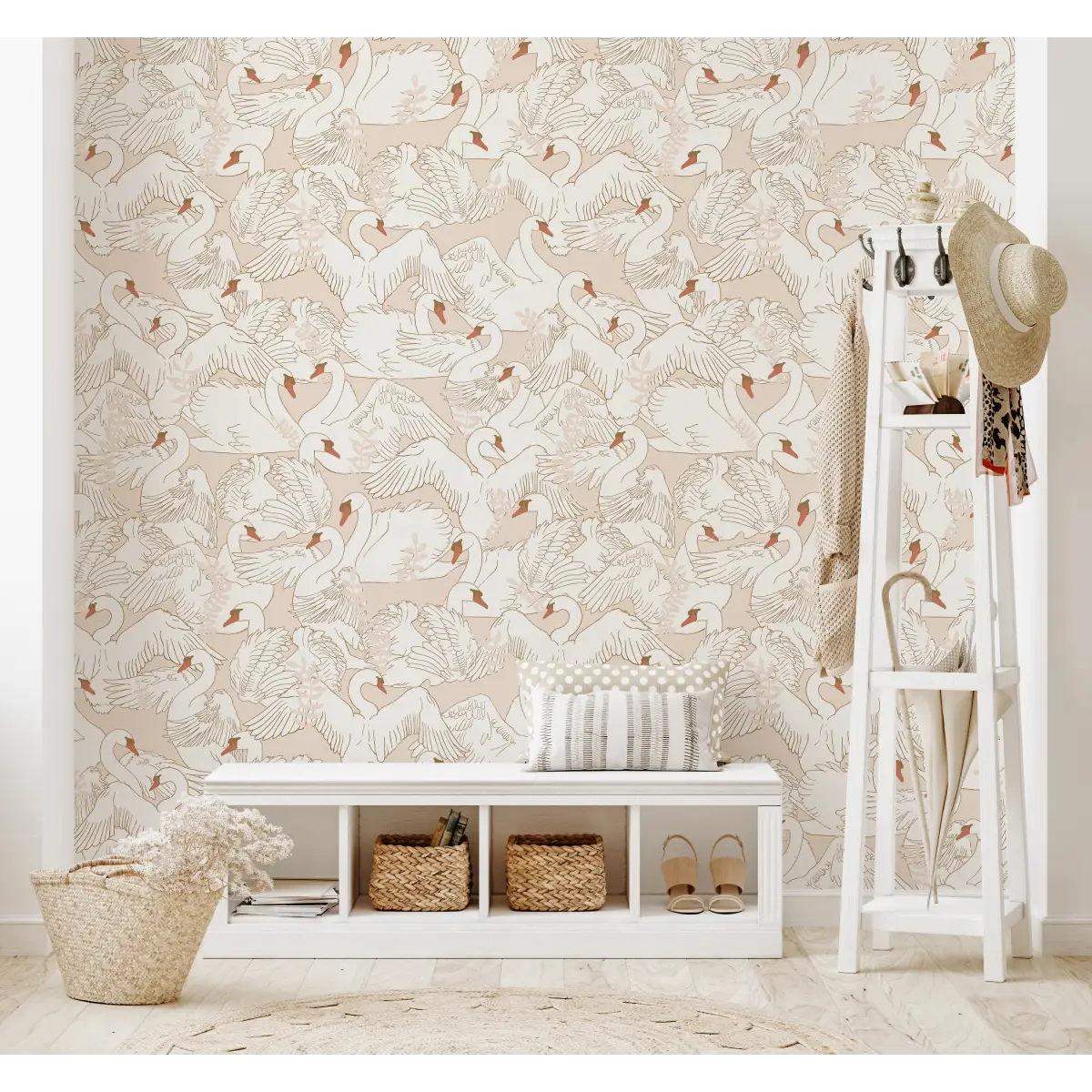Gia Wallpaper - Swans - by Brittany Polatis Design - Loomwell Home Goods