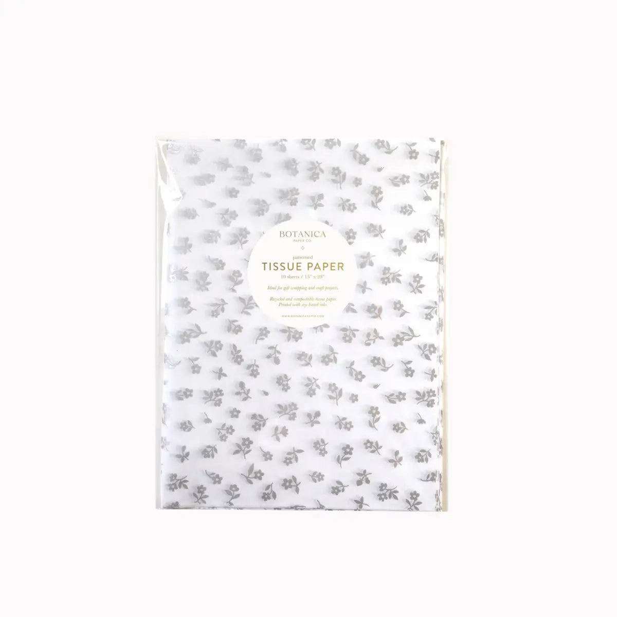 Gift Tissue Paper - Silver Petite Floral - 10 sheets - Botanica Paper Co.