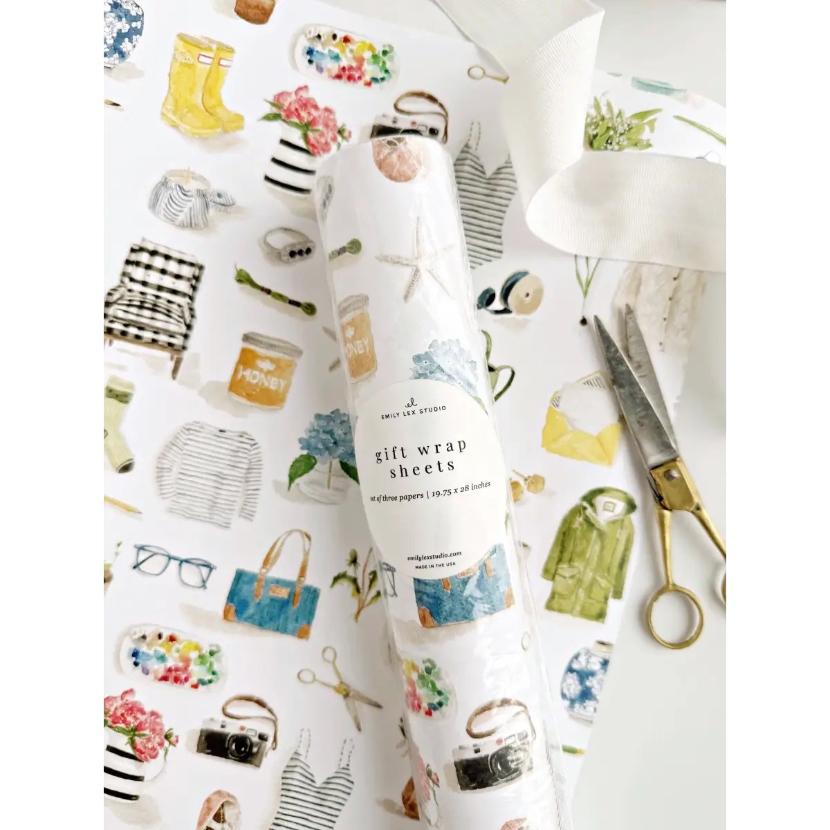 Gift Wrap - Everyday Things - Set of 3 Paper Sheets - Emily Lex - emily lex studio