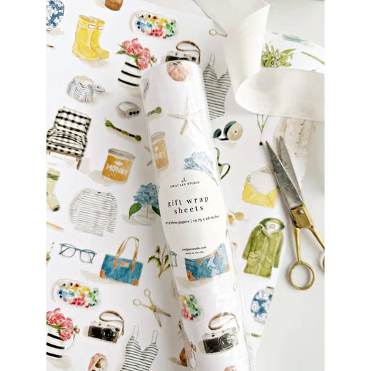 Gift Wrap - Everyday Things - Set of 3 Paper Sheets - Emily Lex - emily lex studio