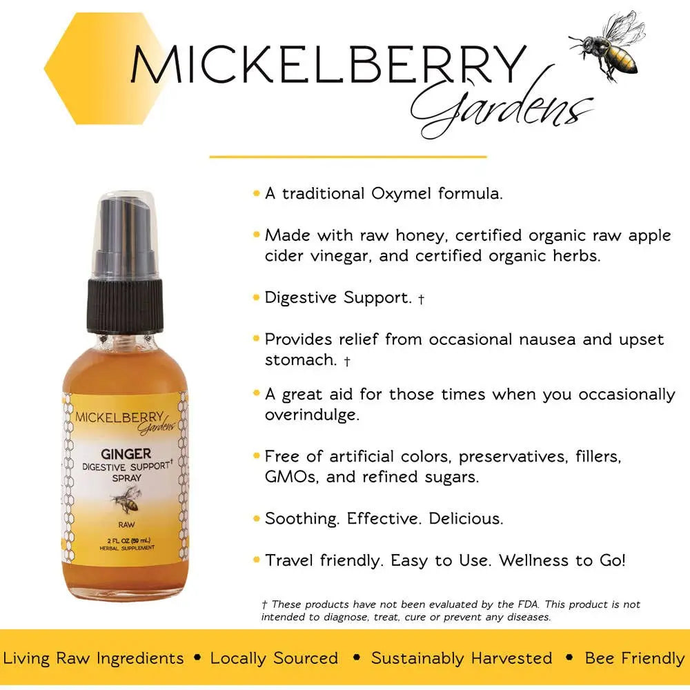 Herbal Honey Tonic Spray - Ginger - Digestive Support - Mickelberry Gardens