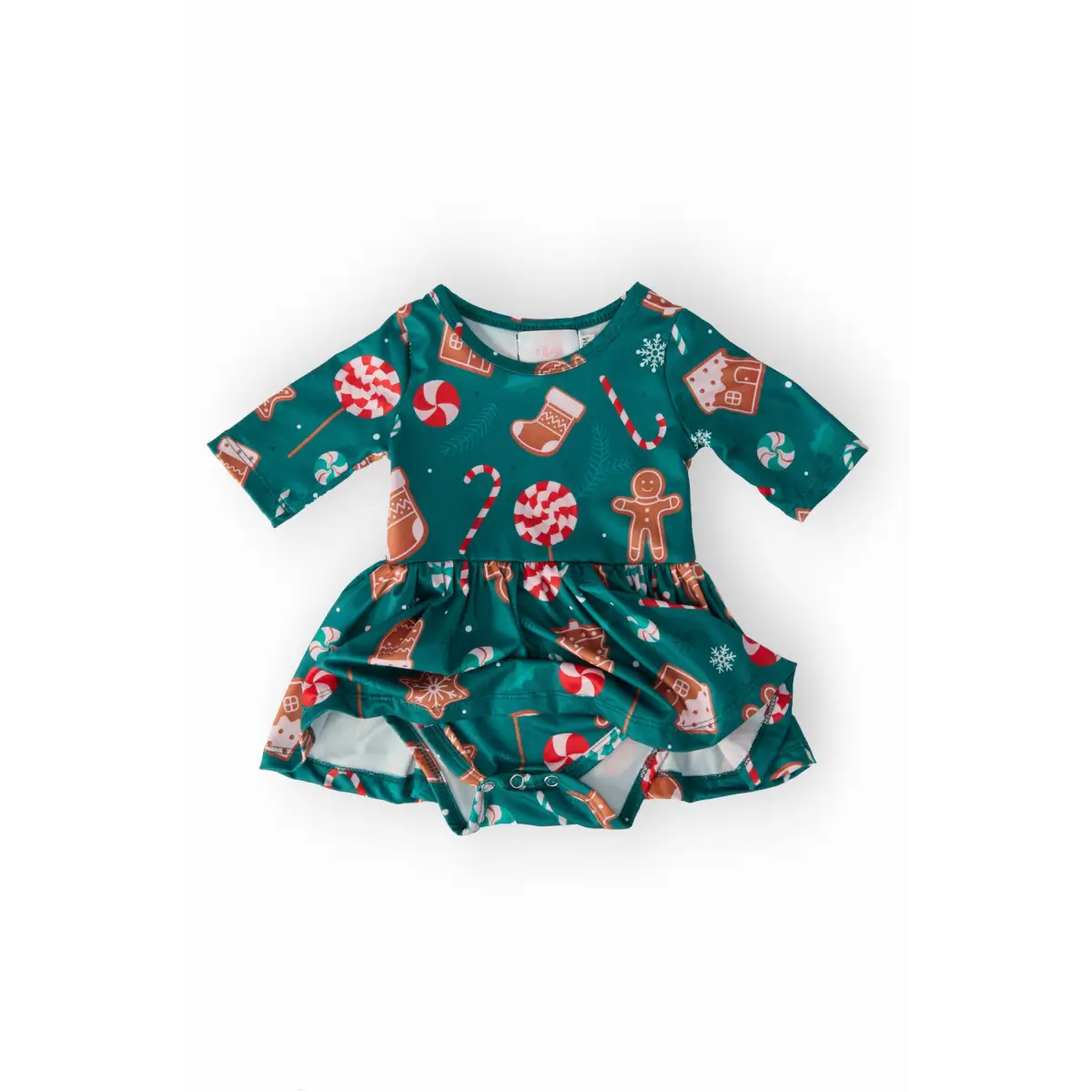 Gingerbread House 3/4 Sleeve Twirl Bodysuit - Christmas Outfit - 0-3M - Mila & Rose ®