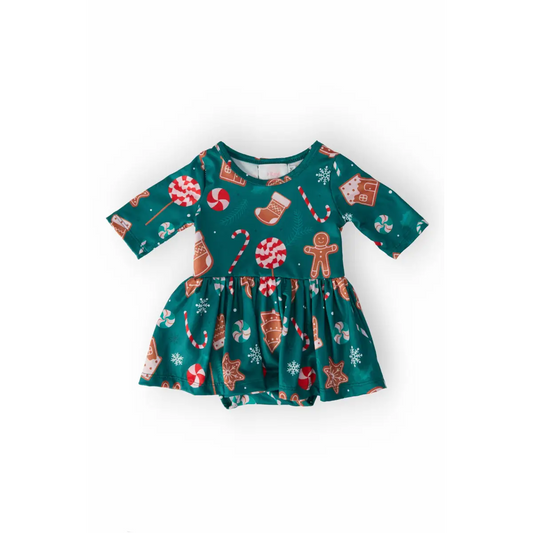 Gingerbread House 3/4 Sleeve Twirl Bodysuit - Christmas Outfit - Mila & Rose ®