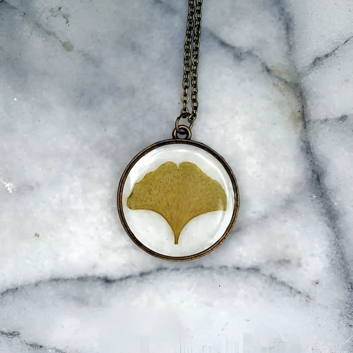 Ginkgo Leaf Necklace - Pressed Leaf - The Pretty Pickle