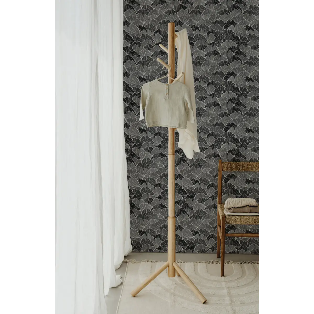 Ginkgo Wallpaper - Modern Line Drawing - by Melissa Johnson - Loomwell Home Goods