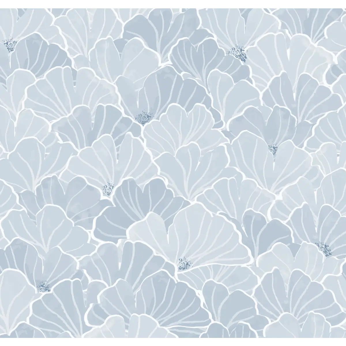 Ginkgo Wallpaper - Modern Line Drawing - by Melissa Johnson - Sample 1 foot by 1 foot / Blue - Loomwell Home Goods