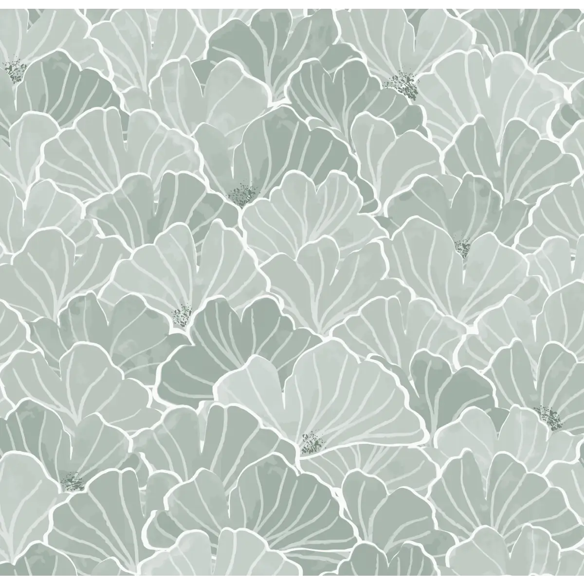 Ginkgo Wallpaper - Modern Line Drawing - by Melissa Johnson - Sample 1 foot by 1 foot / Green - Loomwell Home Goods