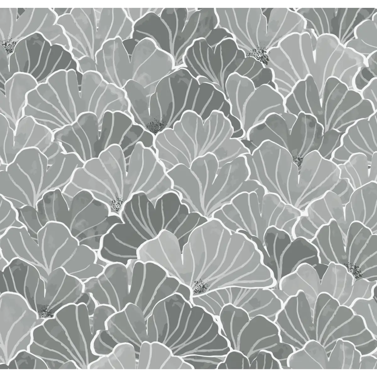 Ginkgo Wallpaper - Modern Line Drawing - by Melissa Johnson - Sample 1 foot by 1 foot / Smoke - Loomwell Home Goods