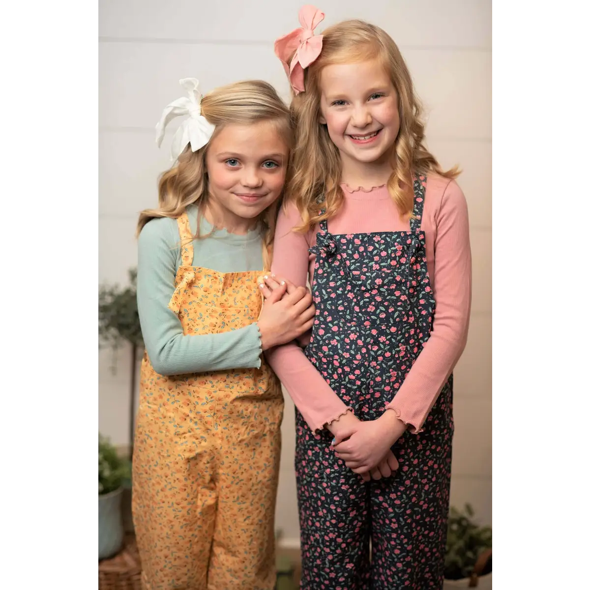 Girls 2pc Outfit - Floral Bloomer Overalls and Top - 8 - Wren & James