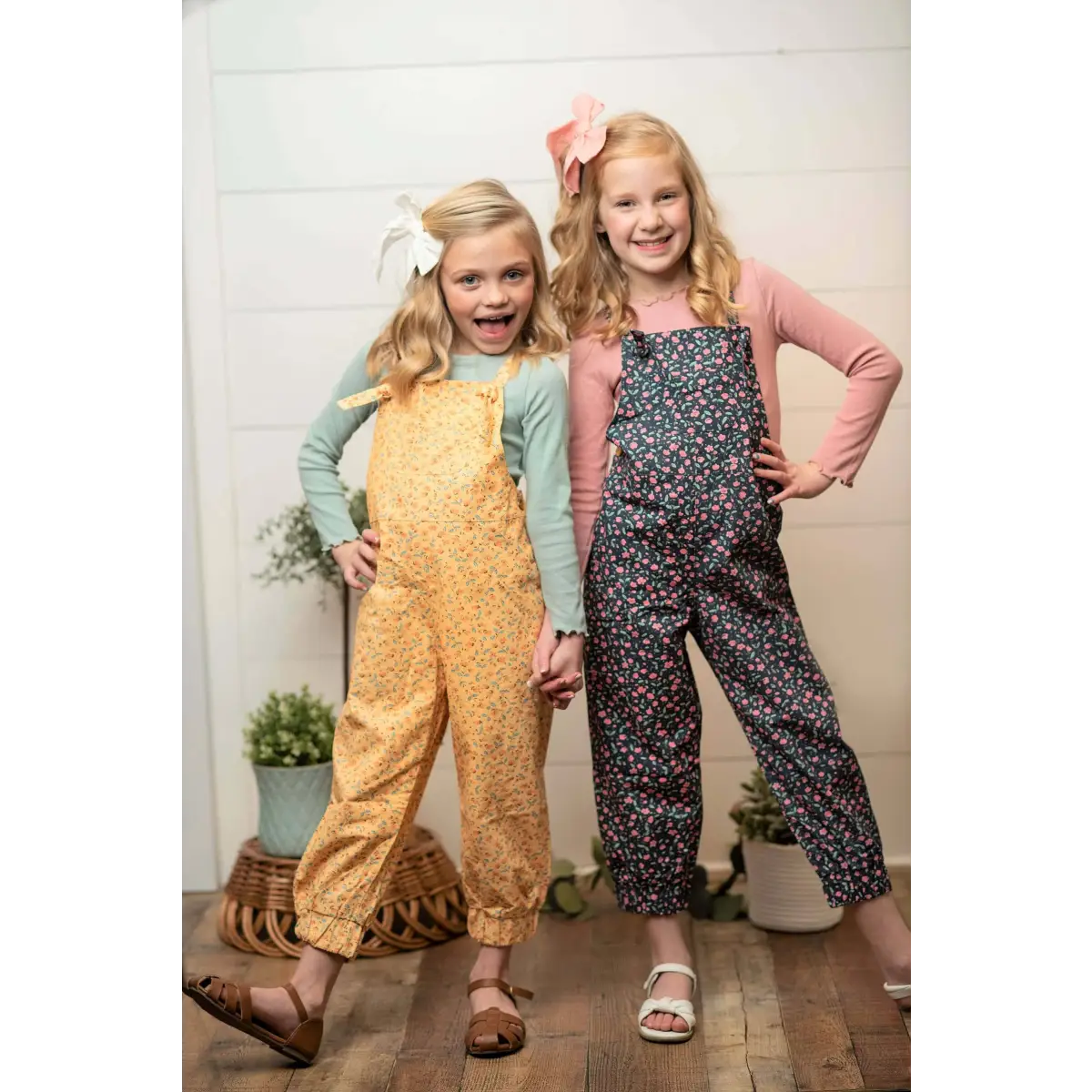 Girls 2pc Outfit - Floral Bloomer Overalls and Top - 8 - Wren & James