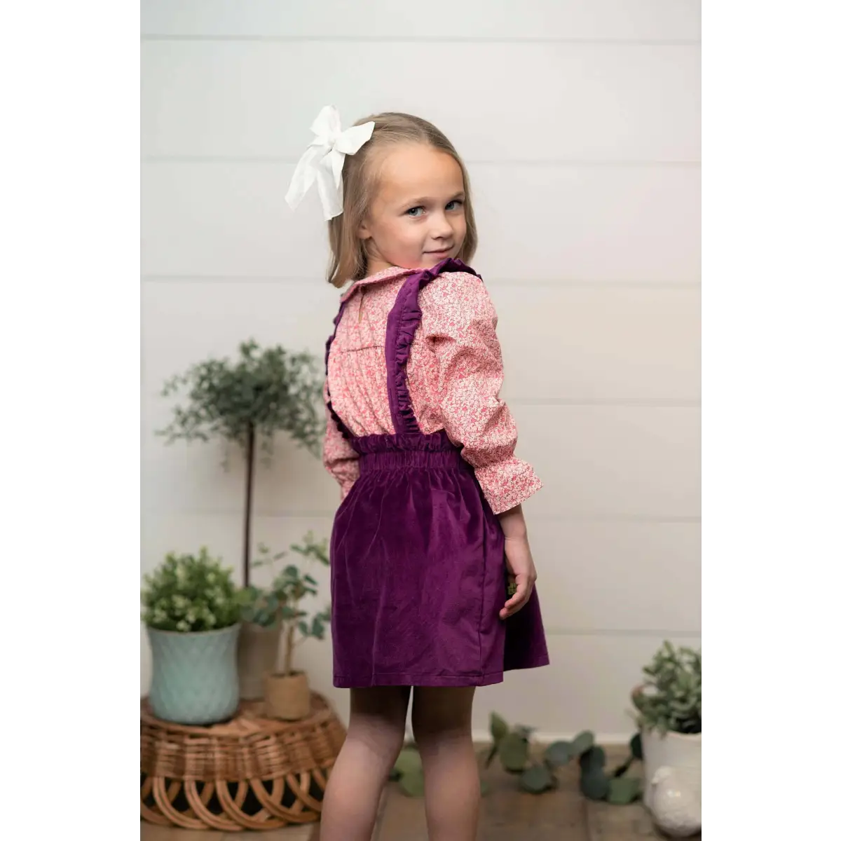 Girls 2pc Outfit - Velvet Floral Top & Skirt - 8 - Wren & James