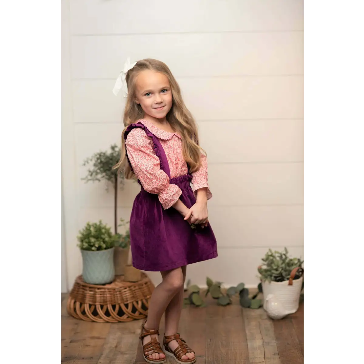 Girls 2pc Outfit - Velvet Floral Top & Skirt - 8 - Wren & James