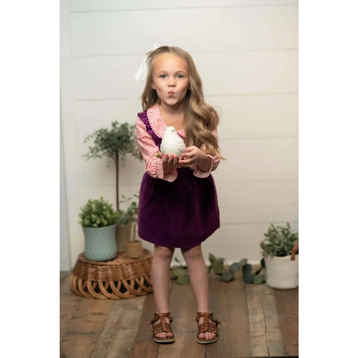 Girls 2pc Outfit - Velvet Floral Top & Skirt - 8 - Wren & James