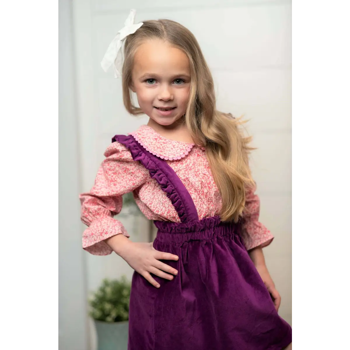 Girls 2pc Outfit - Velvet Floral Top & Skirt - 8 - Wren & James