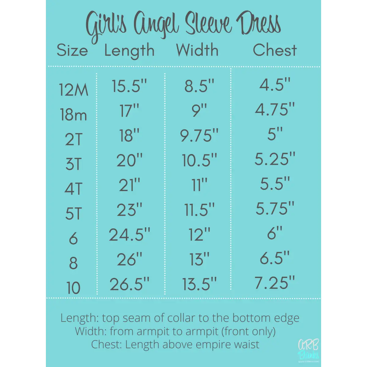 Girl’s Angel Sleeve Empire Waist Dress - ARB Blanks