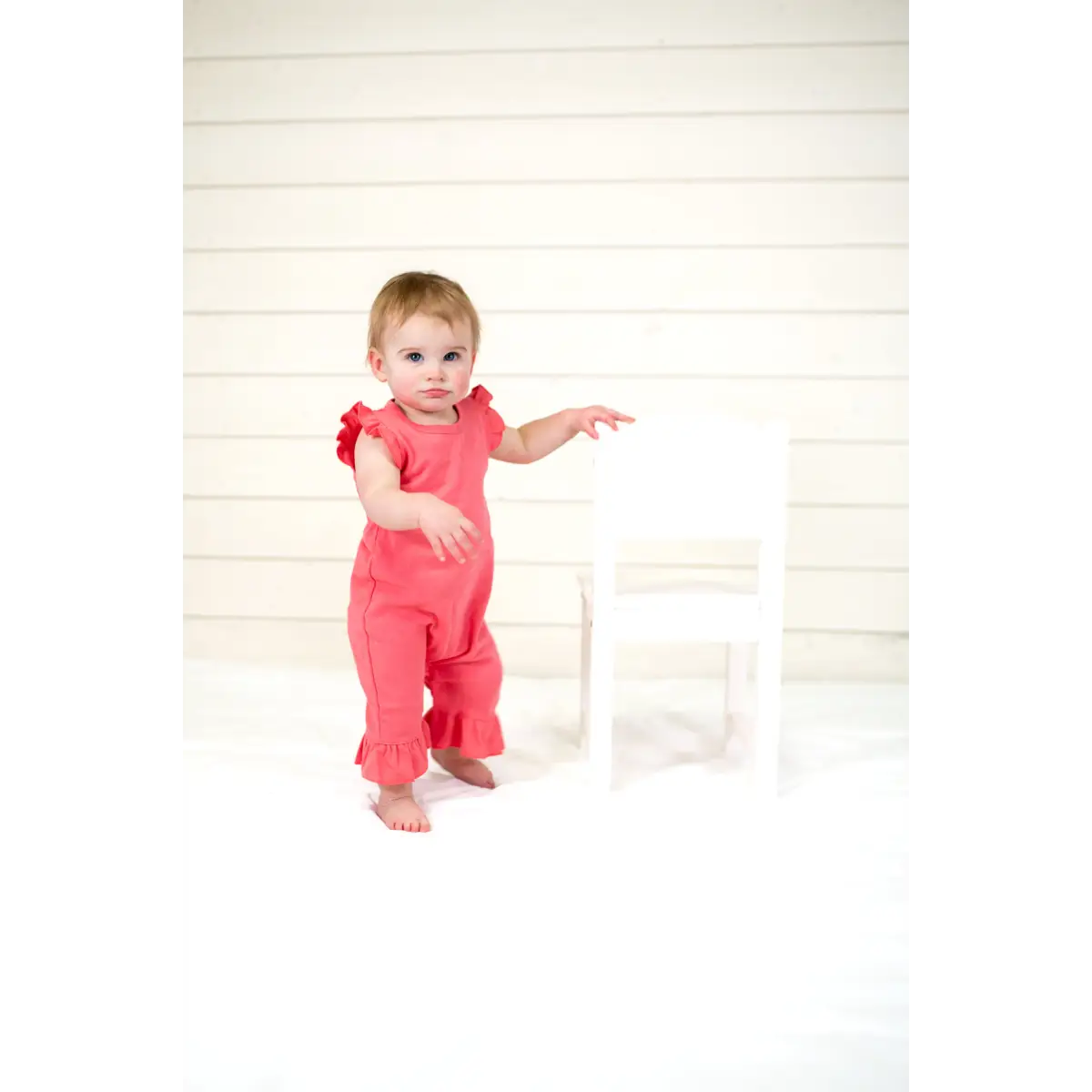 Girl’s Angel Sleeve Rompers - Apricot / 3-6 Month - ARB Blanks