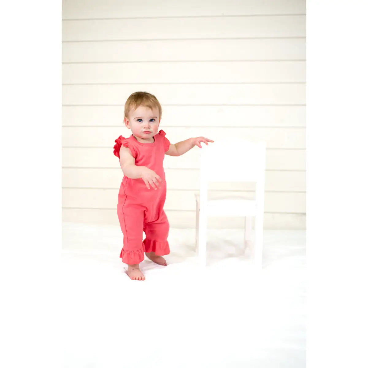 Girl’s Angel Sleeve Rompers - Apricot / 3-6 Month - ARB Blanks